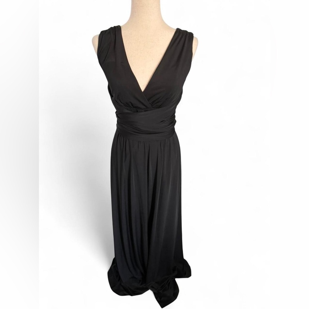 Black Sleeveless Maxi Gown Formal Event Minimalist Evening Dress Size 6 Gala 90s - Picture 3 of 13